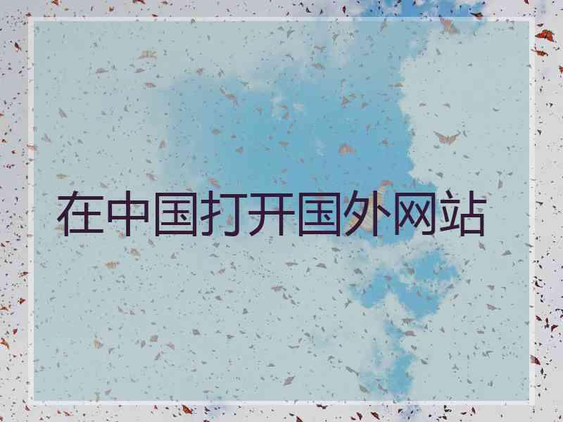 在中国打开国外网站