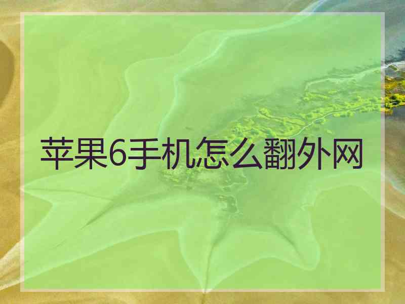 苹果6手机怎么翻外网