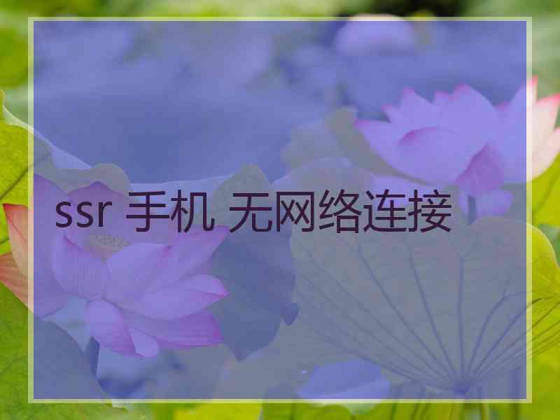 ssr 手机 无网络连接
