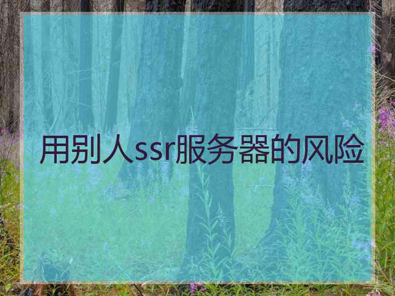 用别人ssr服务器的风险