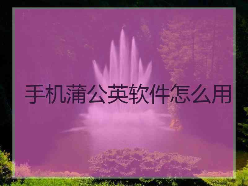 手机蒲公英软件怎么用