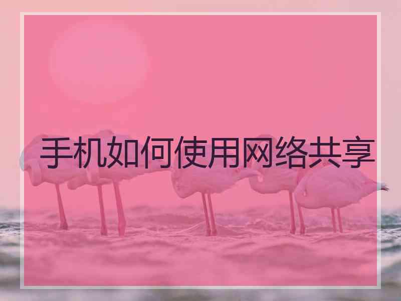 手机如何使用网络共享
