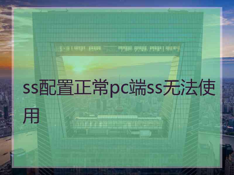 ss配置正常pc端ss无法使用