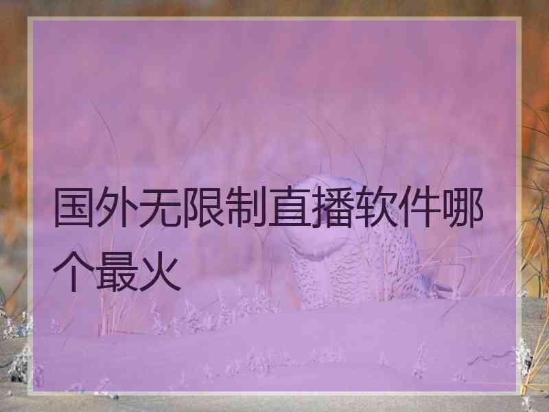 国外无限制直播软件哪个最火